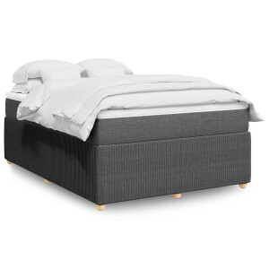 vidaXL Boxspring met matras stof donkergrijs 140x190 cm