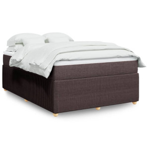vidaXL Boxspring met matras stof donkerbruin 140x190 cm