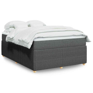 vidaXL Boxspring met matras stof donkergrijs 140x200 cm