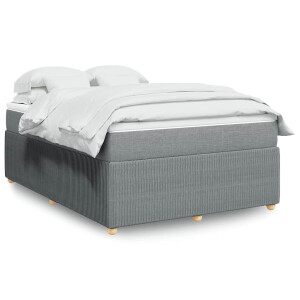 vidaXL Boxspring met matras stof lichtgrijs 160x200 cm