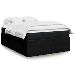 vidaXL Boxspring met matras stof zwart 160x200 cm