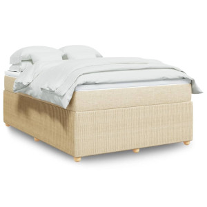 vidaXL Boxspring met matras stof crèmekleurig 160x200 cm