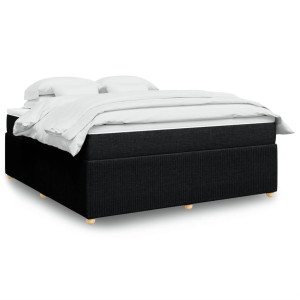 vidaXL Boxspring met matras stof zwart 180x200 cm