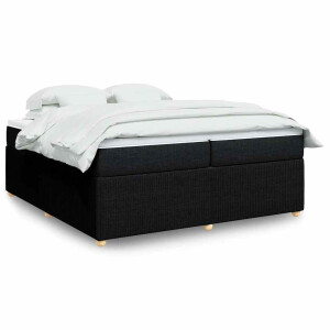 vidaXL Boxspring met matras stof zwart 200x200 cm