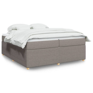 vidaXL Boxspring met matras stof taupe 200x200 cm