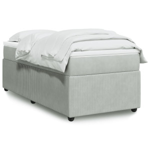 vidaXL Boxspring met matras fluweel lichtgrijs 80x200 cm