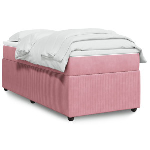 vidaXL Boxspring met matras fluweel roze 90x190 cm