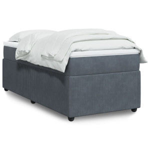 vidaXL Boxspring met matras fluweel donkergrijs 90x200 cm