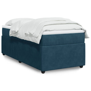 vidaXL Boxspring met matras fluweel donkerblauw 90x200 cm