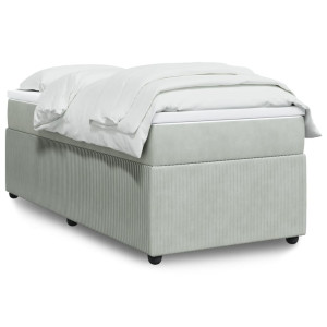vidaXL Boxspring met matras fluweel lichtgrijs 100x200 cm