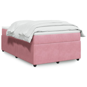 vidaXL Boxspring met matras fluweel roze 120x190 cm