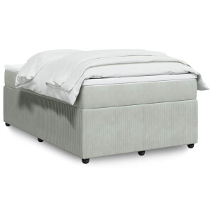 vidaXL Boxspring met matras fluweel lichtgrijs 120x200 cm