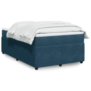 vidaXL Boxspring met matras fluweel donkerblauw 120x200 cm