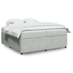 vidaXL Boxspring met matras fluweel lichtgrijs 200x200 cm