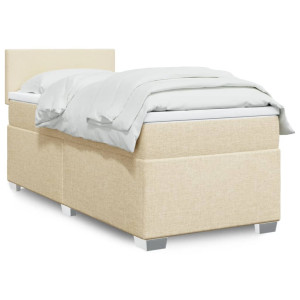 vidaXL Boxspring met matras stof crèmekleurig 80x200 cm