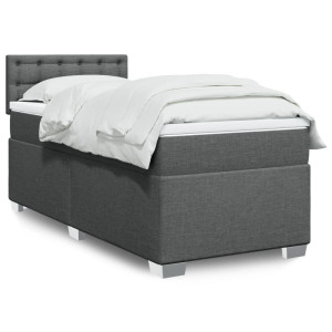 vidaXL Boxspring met matras stof donkergrijs 80x200 cm