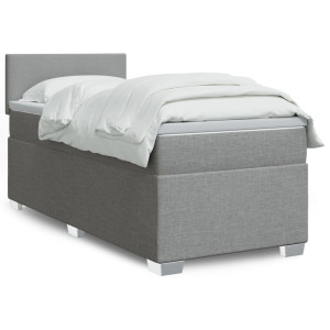 vidaXL Boxspring met matras stof lichtgrijs 90x190 cm