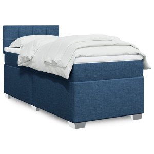 vidaXL Boxspring met matras stof blauw 90x190 cm