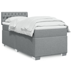 vidaXL Boxspring met matras stof lichtgrijs 90x190 cm
