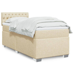 vidaXL Boxspring met matras stof crèmekleurig 90x190 cm
