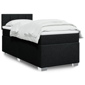 vidaXL Boxspring met matras stof zwart 90x200 cm