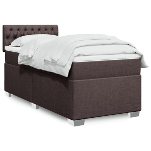 vidaXL Boxspring met matras stof donkerbruin 90x200 cm