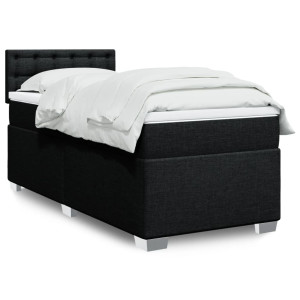 vidaXL Boxspring met matras stof zwart 90x200 cm