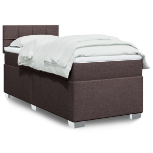 vidaXL Boxspring met matras stof donkerbruin 100x200 cm