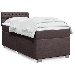 vidaXL Boxspring met matras stof donkerbruin 100x200 cm