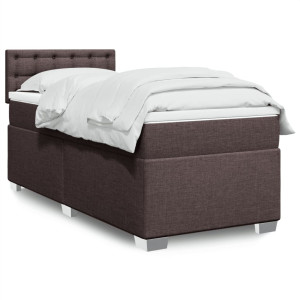 vidaXL Boxspring met matras stof donkerbruin 100x200 cm