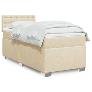 vidaXL Boxspring met matras stof crèmekleurig 100x200 cm