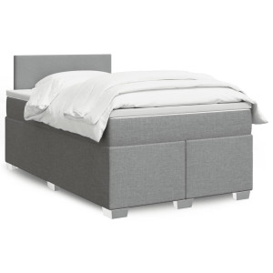 vidaXL Boxspring met matras stof lichtgrijs 120x200 cm
