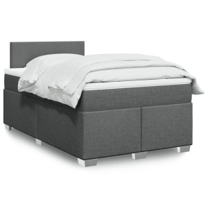 vidaXL Boxspring met matras stof donkergrijs 120x200 cm