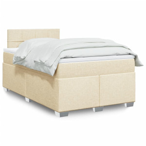 vidaXL Boxspring met matras stof crèmekleurig 120x200 cm