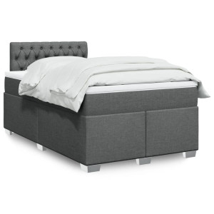 vidaXL Boxspring met matras stof donkergrijs 120x200 cm