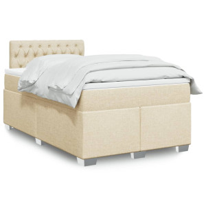vidaXL Boxspring met matras stof crèmekleurig 120x200 cm