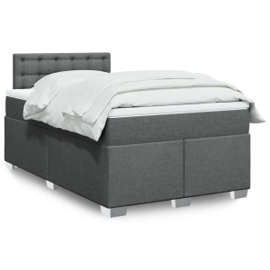 vidaXL Boxspring met matras stof donkergrijs 120x200 cm