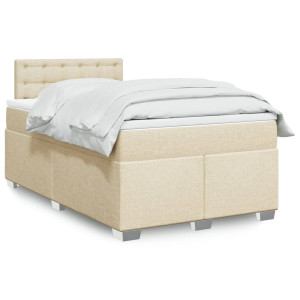 vidaXL Boxspring met matras stof crèmekleurig 120x200 cm