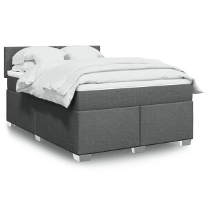 vidaXL Boxspring met matras stof donkergrijs 140x190 cm