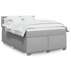 vidaXL Boxspring met matras stof lichtgrijs 140x190 cm
