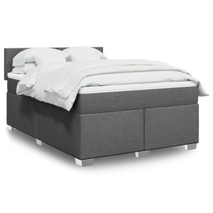vidaXL Boxspring met matras stof donkergrijs 140x200 cm
