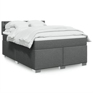 vidaXL Boxspring met matras stof donkergrijs 140x200 cm