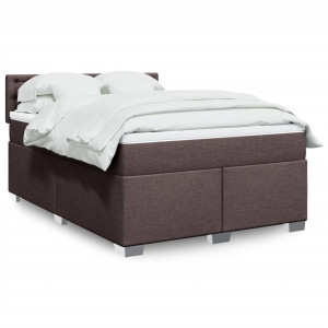 vidaXL Boxspring met matras stof donkerbruin 160x200 cm