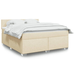 vidaXL Boxspring met matras stof crèmekleurig 180x200 cm