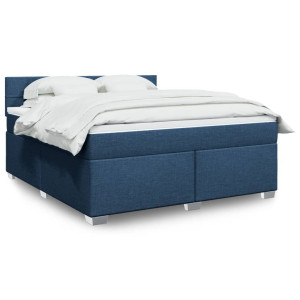 vidaXL Boxspring met matras stof blauw 180x200 cm