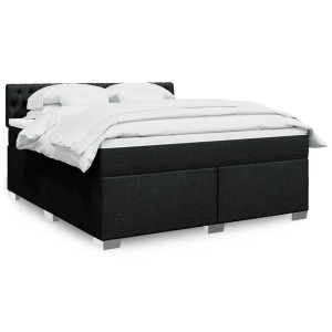 vidaXL Boxspring met matras stof zwart 180x200 cm