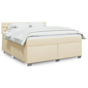 vidaXL Boxspring met matras stof crèmekleurig 180x200 cm