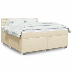 vidaXL Boxspring met matras stof crèmekleurig 180x200 cm