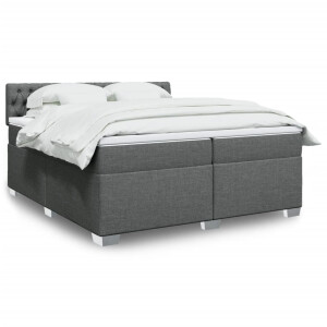 vidaXL Boxspring met matras stof donkergrijs 200x200 cm