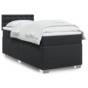 vidaXL Boxspring met matras kunstleer zwart 100x200 cm